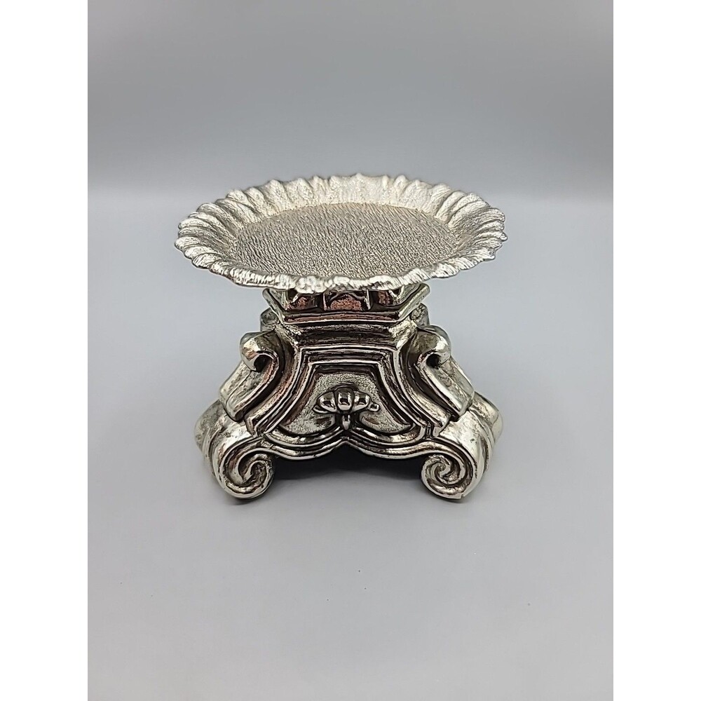 Rubel Ornate Heavy Metal Candle Holder Scrollwork Footed Display Base